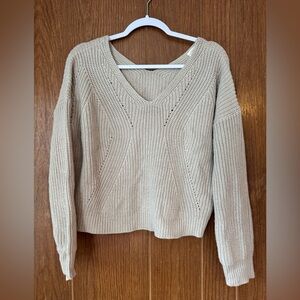 Elegant Beige V-Neck Sweater